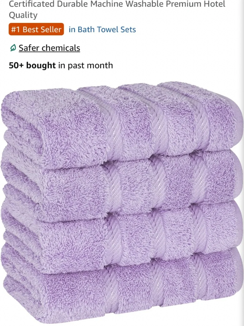 New 4 Pack Luxury Turkish Cotton Hand Towels in Lilac